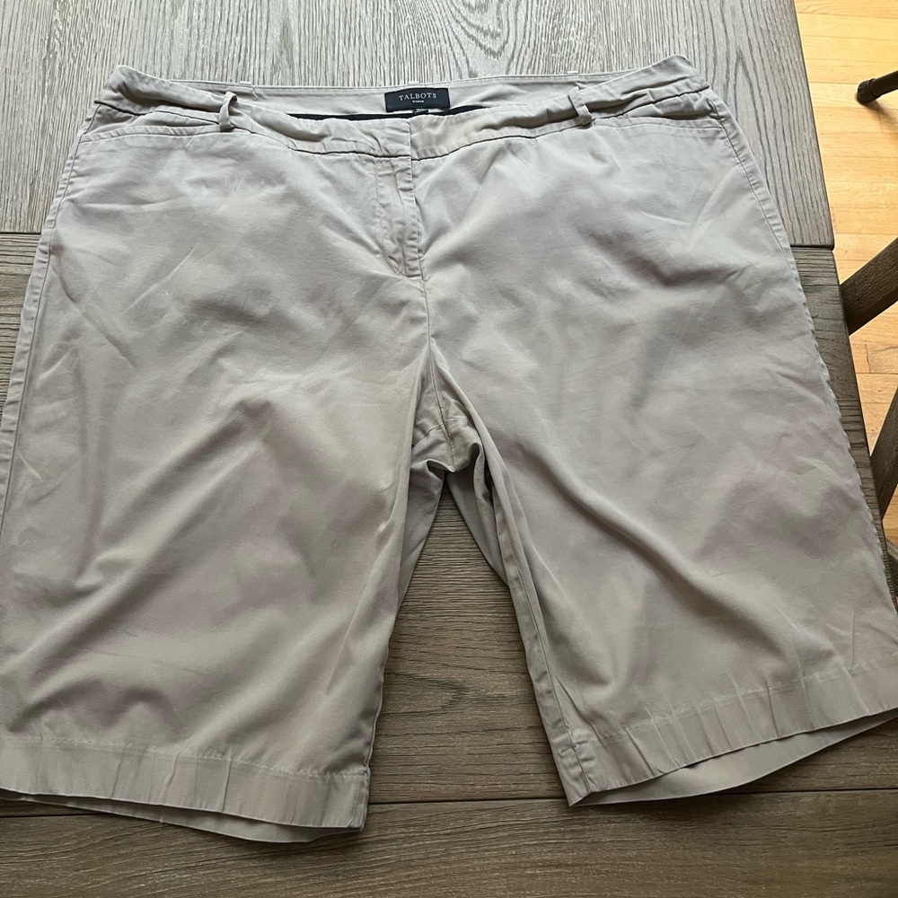 Talbots Tan Flat Front Shorts Classic Style